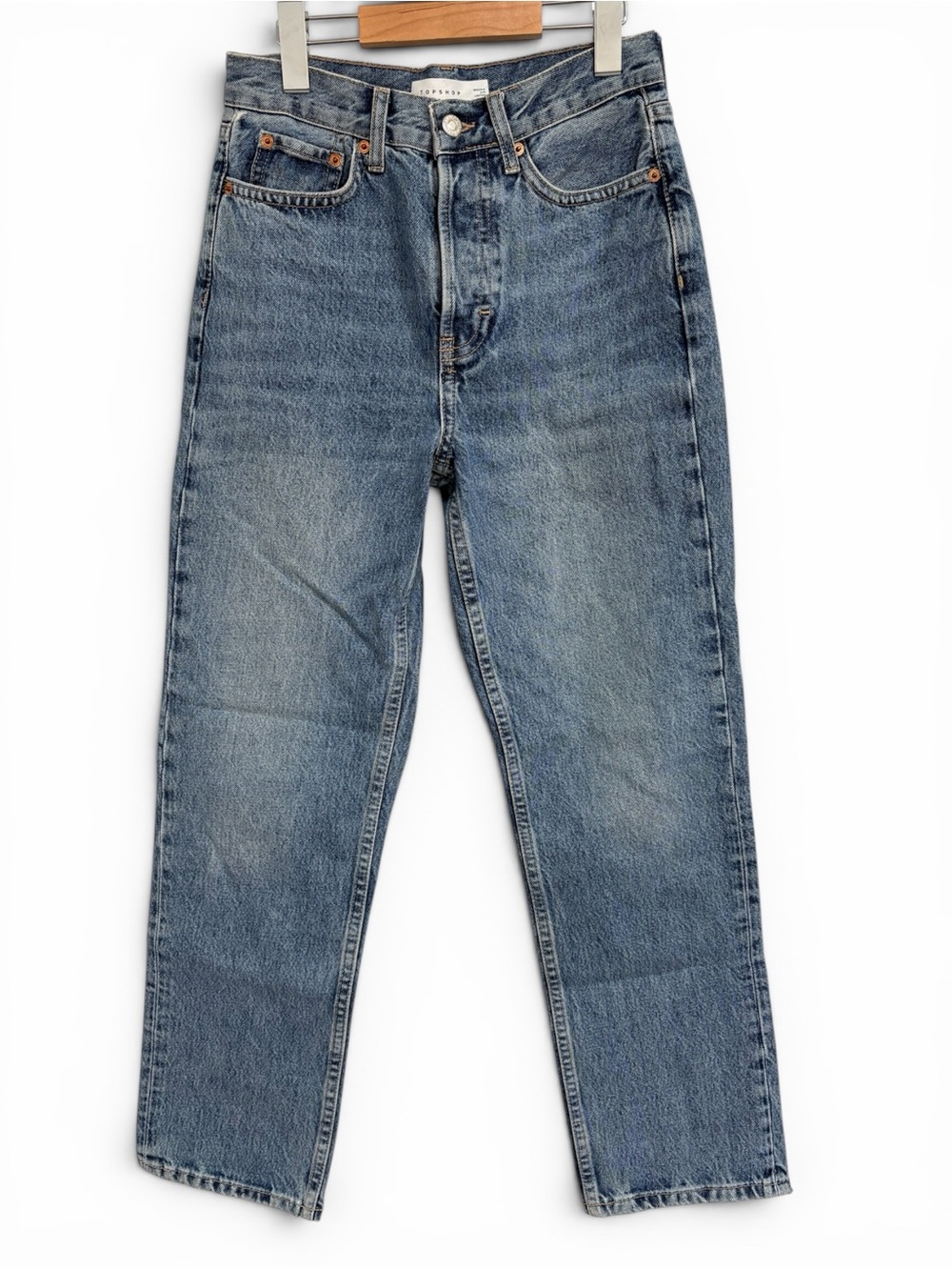 Topshop Women’s "Dad" Straight-Leg Jeans in Medium Blue